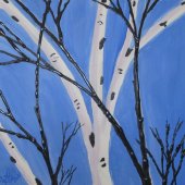 Birch and Sky (framed in wood with gold leaf) - $2500.00
